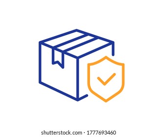 Parcel insurance line icon. Risk coverage sign. Package delivery protection symbol. Colorful thin line outline concept. Linear style parcel insurance icon. Editable stroke. Vector