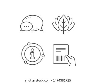 Parcel invoice line icon. Chat bubble, info sign elements. Delivery document sign. Package shipping symbol. Linear parcel invoice outline icon. Information bubble. Vector