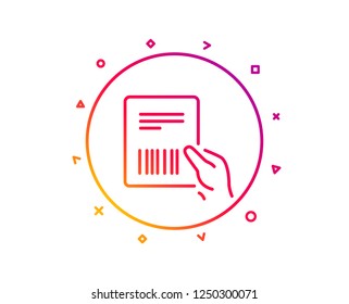 Parcel invoice line icon. Delivery document sign. Package shipping symbol. Gradient pattern line button. Parcel invoice icon design. Geometric shapes. Vector
