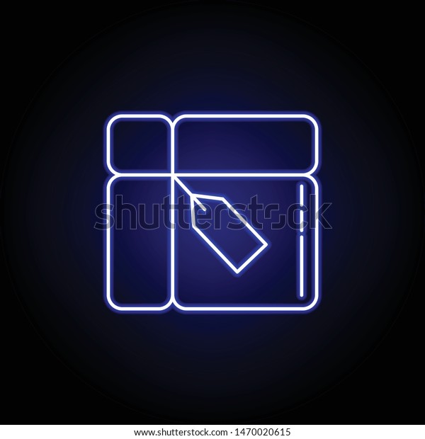parcel line icon in blue neon style. Set of logistics\
illustration icons. Signs, symbols can be used for web, logo,\
mobile app, UI, UX