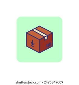 Parcel line icon. Box with bar code and arrow down. Logistics concept. Can be used for topics like order delivery, courier, postal service