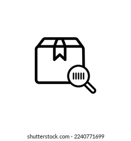 Parcel line icon. Delivery, mail, courier, goods, box, sending, reliability, work, security, barcode, fast, income, employee. trucking concept. Vector black line icon on white background