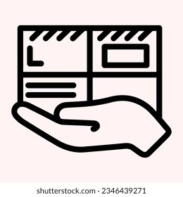 Parcel line icon. Mail delivery, hand holding package. Postal service vector design concept, outline style pictogram on white use for and app. Eps 10.
