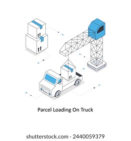 Parcel Loading On Truck isometric stock illustration. Eps 10 File stock illustration.