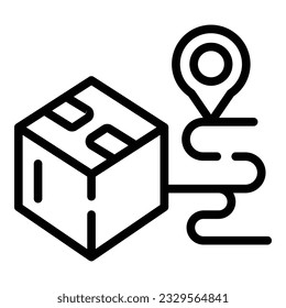Parcel Position Symbol Umrissvektor. Box-Lieferung. Kurierdienst exportieren