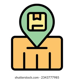 Parcel location icon outline vector. Delivery cargo. Export service color flat