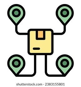 Parcel location icon outline vector. Digital control. Product system color flat
