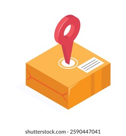 Parcel with a location pin for delivery tracking and shipping.