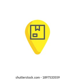Icono de línea de pin de ubicación de paquete. signo de estilo lineal para concepto móvil y diseño web. Icono de vector de esquema de seguimiento de entrega. Símbolo, ilustración del logotipo. Gráficos vectoriales