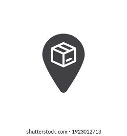 Parcel location vector icon. filled flat sign for mobile concept and web design. Package delivery tracking glyph icon. Symbol, logo illustration. Vector graphics