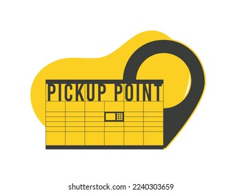 Parcel locker black and yellow outline icon. Self-service terminal with locked parcels