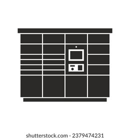 Parcel locker icon. Automated postal box. Vector icon isolated on white background.