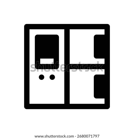 Parcel lockers. Outlined stroke vector icon with black-filled details.