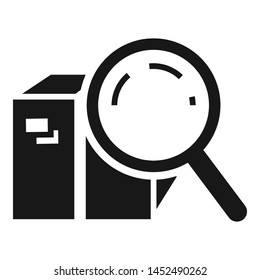 Parcel magnify glass icon. Simple illustration of parcel magnify glass vector icon for web design isolated on white background