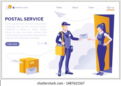 Parcel Mail Transportation, Post Address Concept. Correspondence Postage Communication. Delivery Office Postcard Package Sending, Deliver Service. Profession Cartoon Flat Vector Illustration