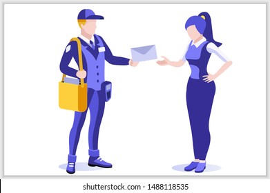 Parcel Mail Transportation, Post Address Concept. Correspondence Postage Communication. Delivery Office Postcard Package Sending, Deliver Service. Profession Cartoon Flat Vector Illustration