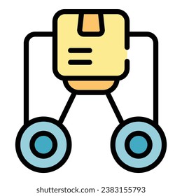 Parcel management icon outline vector. Digital control. Product system color flat