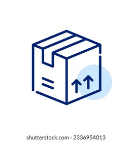 Parcela marcada como frágil. Caja de entrega. Icono perfecto de píxeles