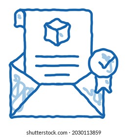 parcel notification letter sketch icon vector. Hand drawn blue doodle line art parcel notification letter sign. isolated symbol illustration