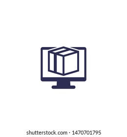 parcel on computer screen icon