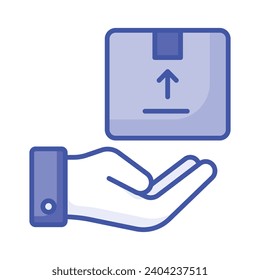 Parcel on hand showing concept icon of parcel care icon
