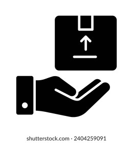 Parcel on hand showing concept icon of parcel care icon