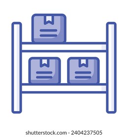 Parcel on racks, inventory icons vector design, storage rack icon