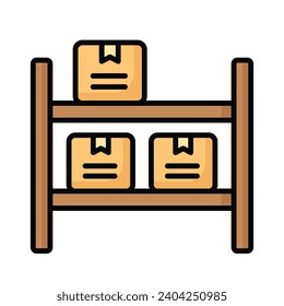 Parcel on racks, inventory icons vector design, storage rack icon