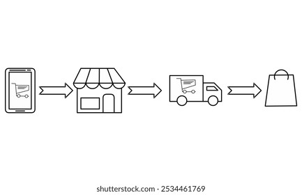 Parcel order delivery status, postal parcel tracking vector icon. Order package processing bar, ship, in transit and delivery alerts. Suitable for express courier delivery applications and web flat si