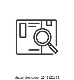 Parcel overview, icon in line design. Parcel, overview, shipment, delivery, package, tracking, status on white background vector. Parcel overview editable stroke icon