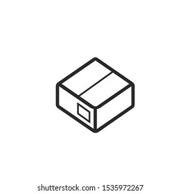 parcel package box line icon vector sign on a white background