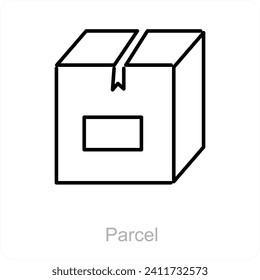 Concepto de icono de paquete y paquete
