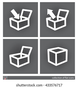 Parcel or packing box. Flat icon of graphical symbol of package, product shipment, etc. Vector illustration