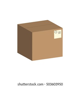 Parcel paper box vector. Isometric view brown cardboard package.