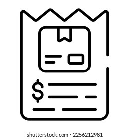 Parcel payment invoice icon in trendy style, editable vector