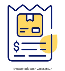 Icono de factura de pago de paquete en estilo moderno, vector editable
