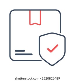 Parcel protection icon. Protected, Parcel, Delivery, Logistics, Shield, Check, Cargo, Package, Shipping. Vector icon illustration