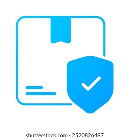 Parcel protection icon. Protected, Parcel, Delivery, Logistics, Shield, Check, Cargo, Package, Shipping. Vector icon illustration
