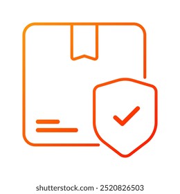 Parcel protection icon. Protected, Parcel, Delivery, Logistics, Shield, Check, Cargo, Package, Shipping. Vector icon illustration