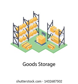 
Parcel rack icon isometric design.
