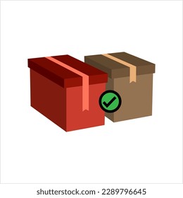 Icono De Parcela Recibida, Entrega De Parcela Completada Con Éxito, Parcela Llegada A Ilustración De Arte Vector De Destino