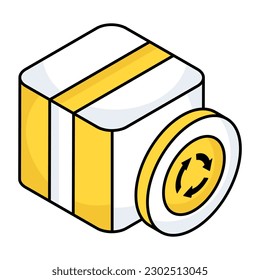 Parcel recycling icon, editable vector 