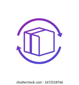 parcel return icon with box on white