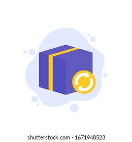 parcel return icon with box, vector