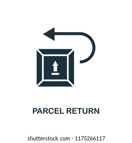 Parcel Return icon. Monochrome style design from logistics delivery collection. UI. Pixel perfect simple pictogram parcel return icon. Web design, apps, software, print usage.