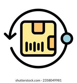 Parcel return icon outline vector. Service product. Refund shipping color flat