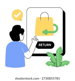 Ilustração de devolução de pacote em estilo plano disponível para download instantâneo.