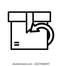 Icono de devolución de paquete. Estilo de contorno. Vector. Aislar sobre fondo blanco.