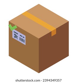 Parcel Rfid Scan Symbol isometrische Vektorgrafik. Smartreader-Tag. Chip-Sicherheitscheck