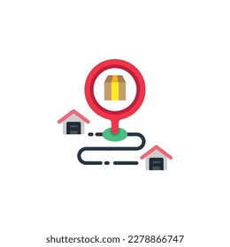Parcel, route, track order flat icons. Vector illustration. Isolated icon suitable for web, infographics, interface and apps.